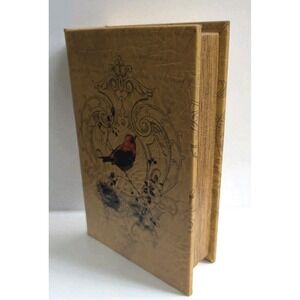 Vintage Faux Aged Leather Curio Box Bird 8" x 5" x 2" Secret Stash Magnet Close